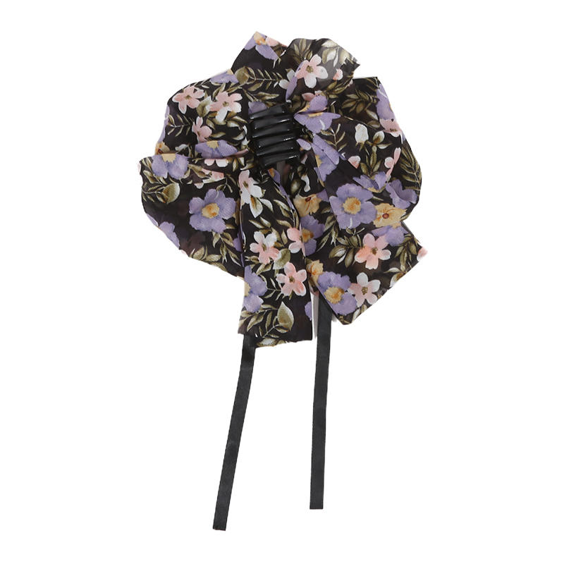 Elegant Women Large Bow Hair Claw Chiffon Big Bowknot Stain Bow Barrettes Hairpin Women Color Ponytail Clip Hair Accessories