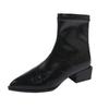 Pointed Women Ankle Boots Back Zipper Thick Heel Botas Black Patent Leather Shiny High Heel Short Boots Casual Botines Chelsea