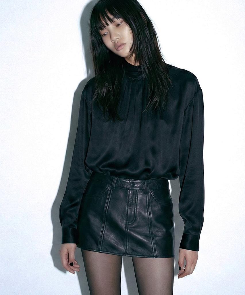 UNTAGE Silk High-Neck Blouse[Black(Unisex)]_Uts-Fs36