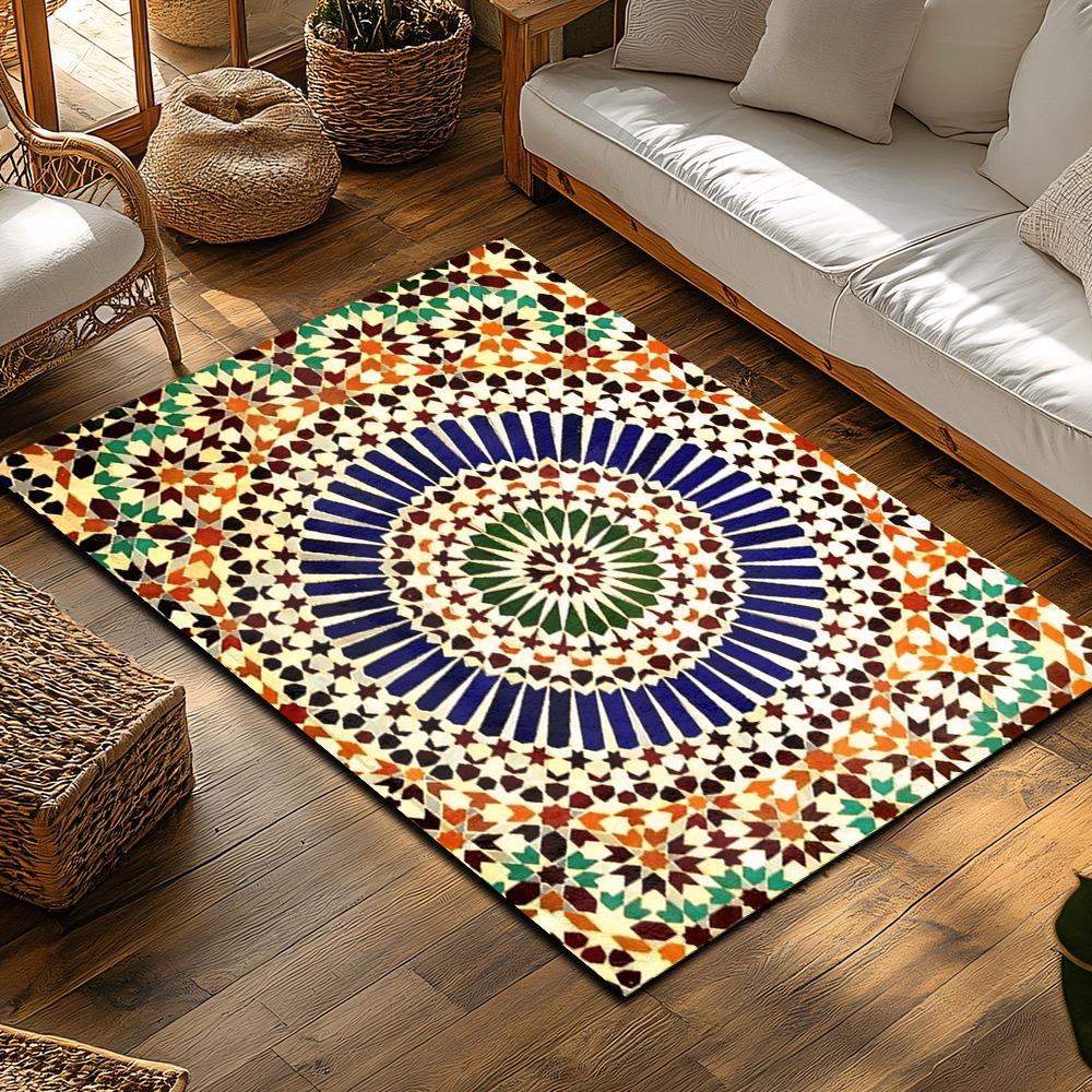 Moroccan Area Rug Vintage Persian Carpet Bohemian Floor Mat Home Decor Living Room Bedroom Kilim Non Slip Washable