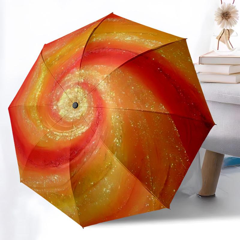 1PC Spiral Swirl Automatic Folding Umbrella Portable Collapsible 8-Rib Umbrella for All Seasons, Casual Outdoor Accessory, A34