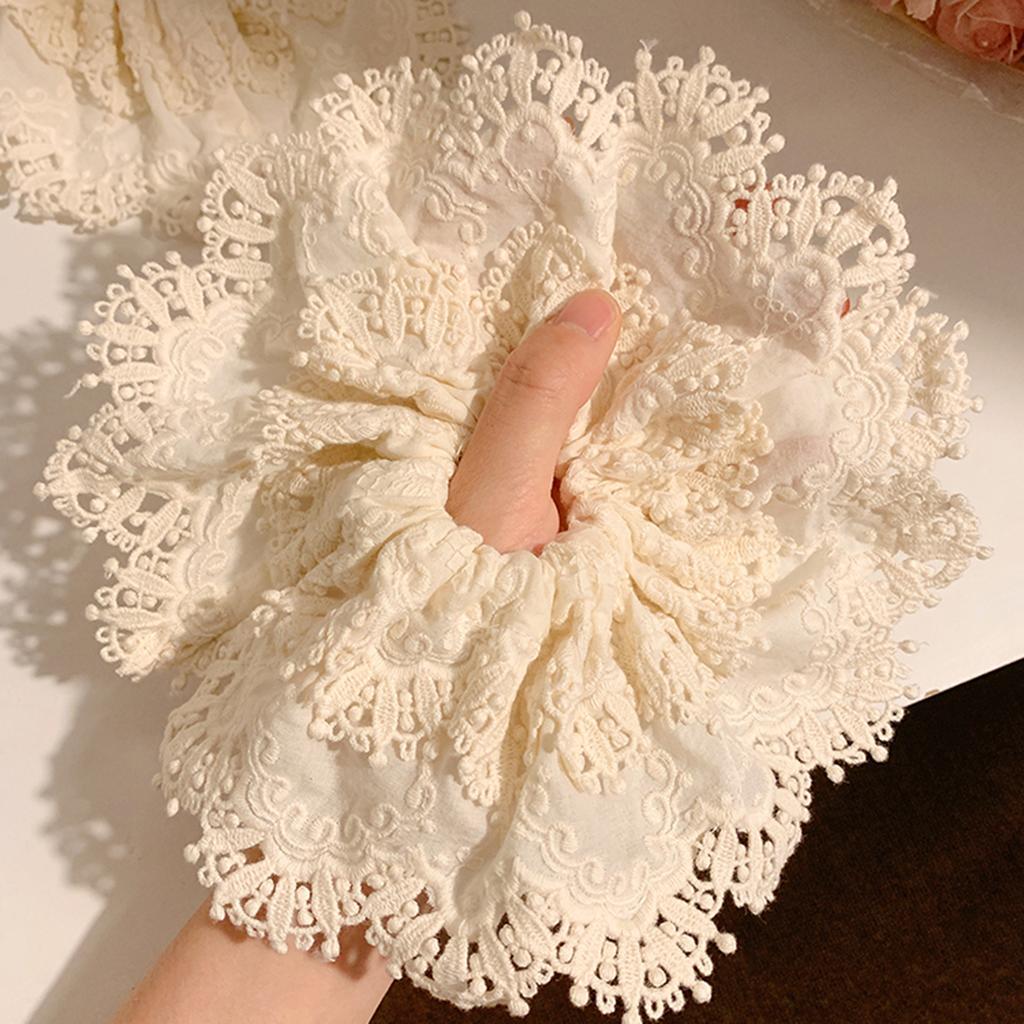 Lace, Lace, Fabric, Hair Rope, Leather Band, Oversized 23cm, Sturdy Beige Hair Loop, Versatile for Daily Use