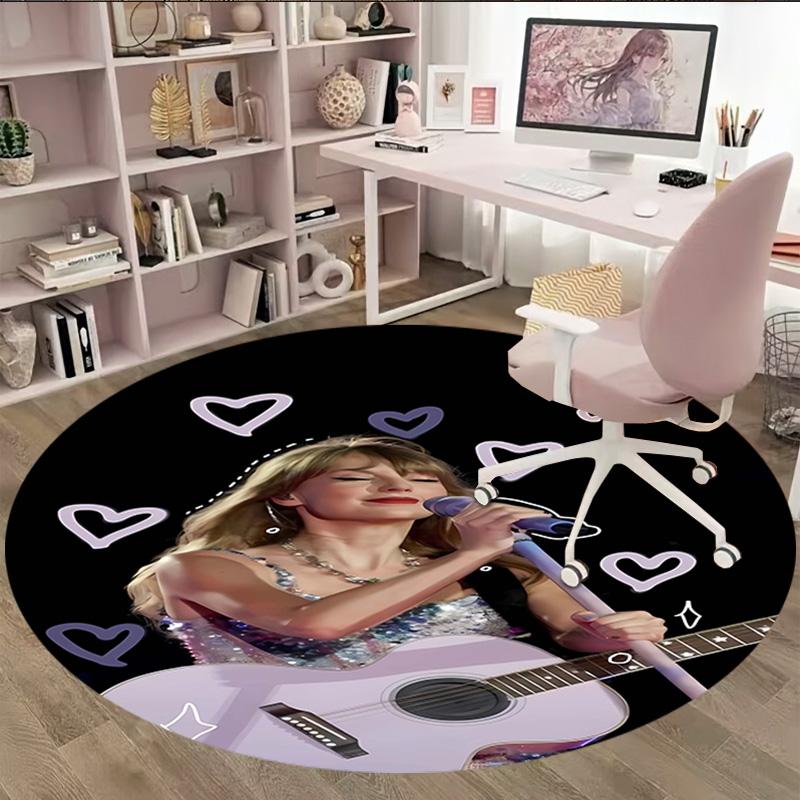 1pc Taylor Swift2 Print Round Carpet Chair Round Carpet Suitable for Bedroom Living Room Home Decorative Carpet