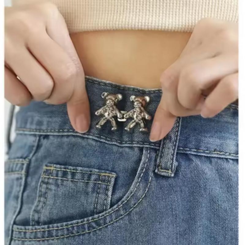 2/4/6PCS Nail Free Seam Free Waist Button Small Bear With Detachable Buckle Seamless Buckle For Jeans Big Bear Animal Shape