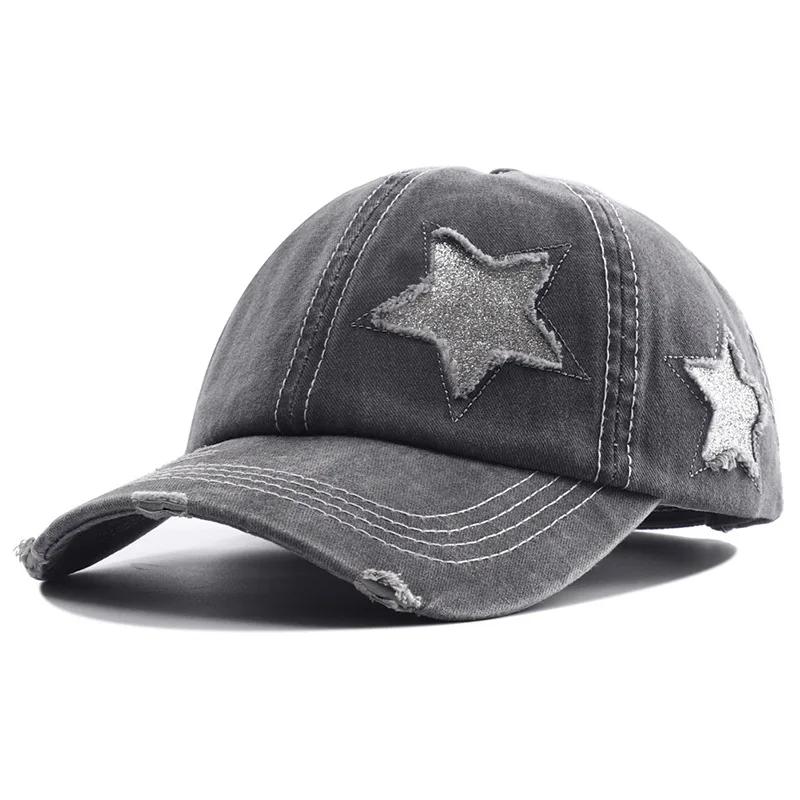  New Star Hollow Out Tail Baseball Cap for Ponytail Snapback Hat  Women Hip Hop Adjustable Distressed Hats Casquettes Femmes