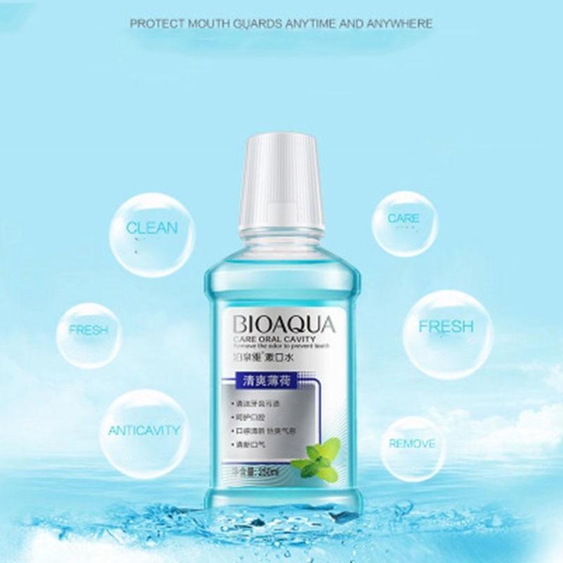 Bioaqua Ополаскиватель для рта со вкусом мяты, чистый зубной камень, уход за деснами, свежее дыхание, мятный свежий очиститель для ухода за полостью рта, удобство переноски, 250 мл