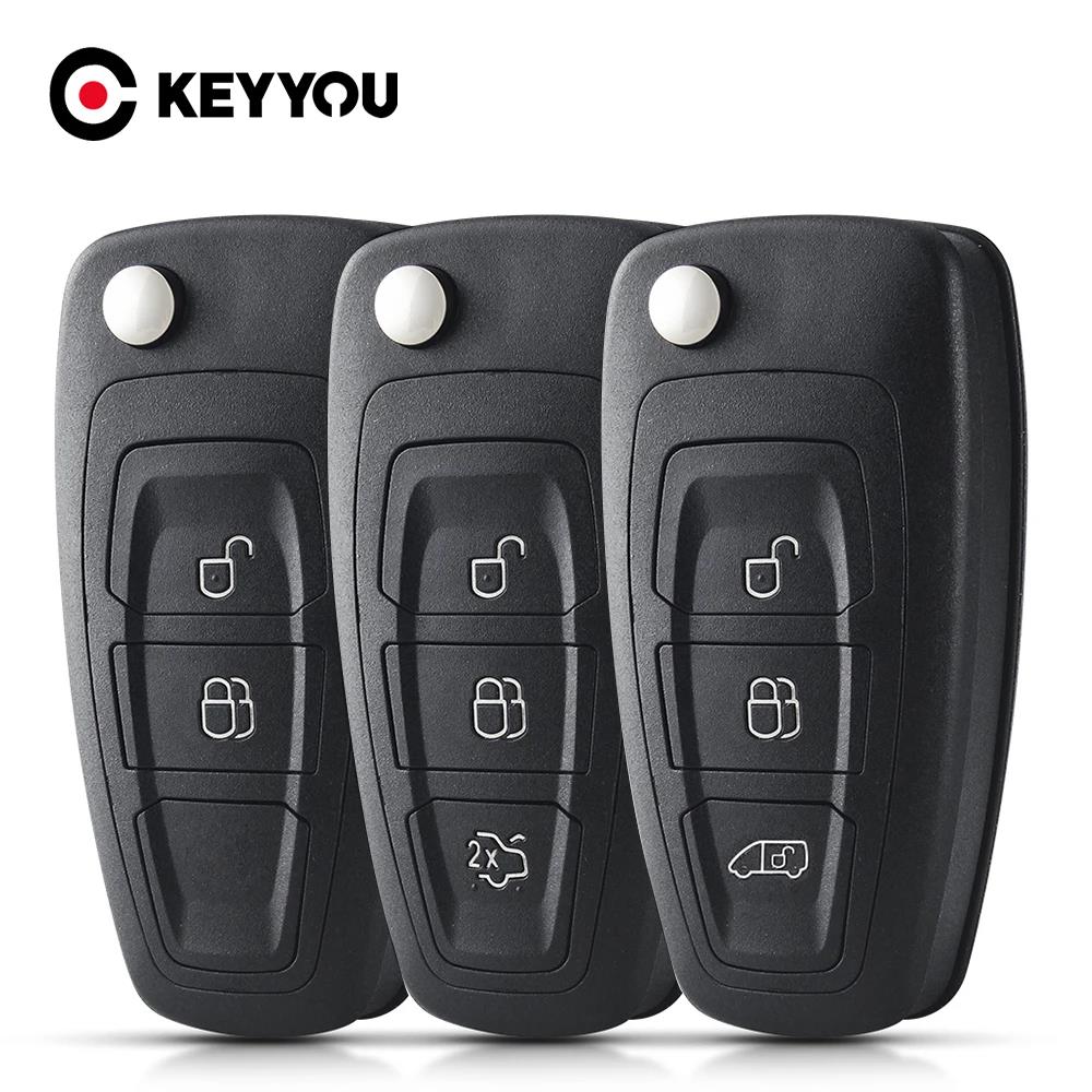 KEYYOU New 3 Buttons For Ford Focus Fiesta 2013 Fob Case with HU101/FO21 Blade Flip Folding Remote Key Shell Fob Case