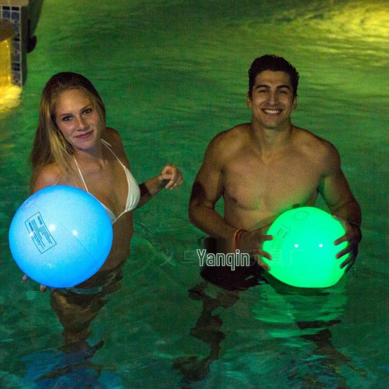 Светодиодный надувной пляжный мяч с изменяющимся цветом - Управляемый пультом, Водонепроницаемый, Реквизит для бассейна и концерта