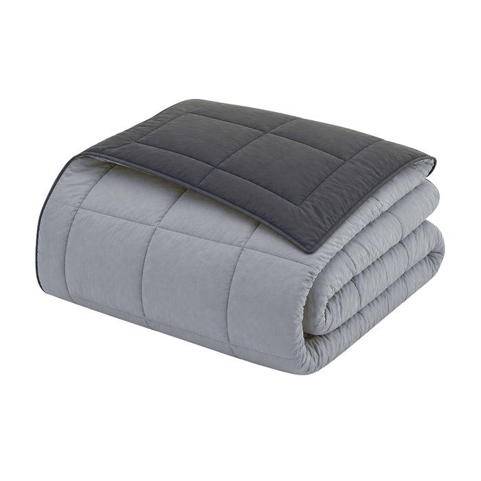 HUDSON - Couette Légère Microfibre - 200gr/m2 - Gris & Argent - 140 x 200 cm