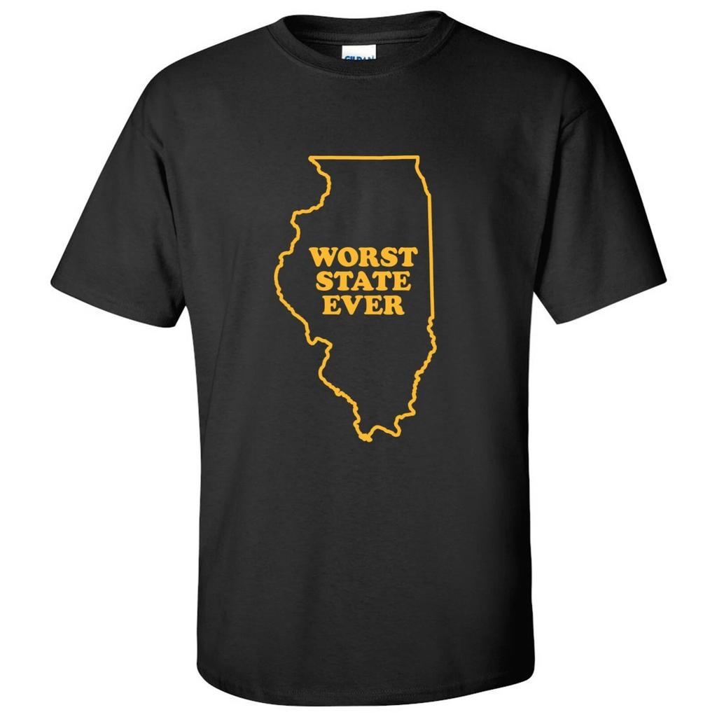 Illinois Worst State Ever Basic Cotton T-Shirt - Black