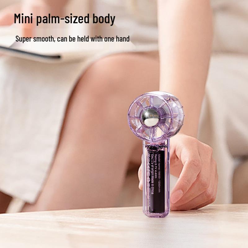 F20 Transparent Mini Pocket Fan - High-Speed Turbo, Strong Wind, Handheld, Outdoor-Ready.