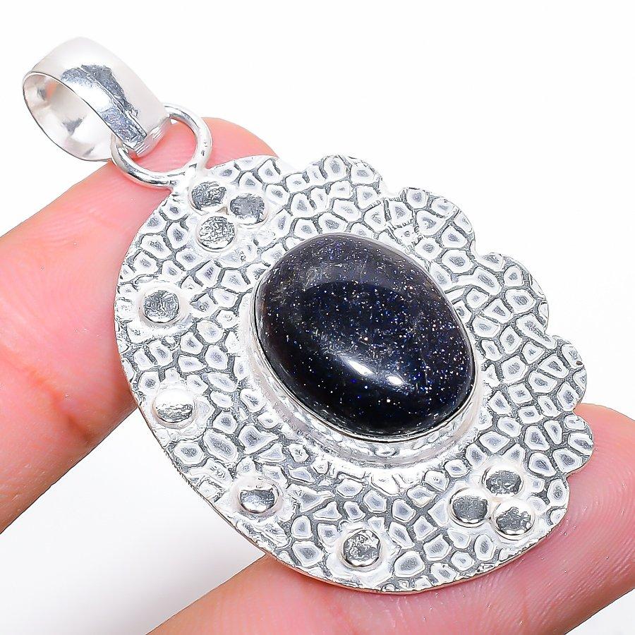 Purple Sunstone Gemstone Handmade 925 Sterling Silver Jewelry Pendant 2.09"
