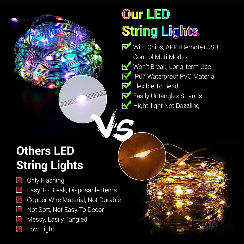Светодиодные гирлянды RGB Smart Bluetooth Control USB Светодиодные гирляндные лампы Рождественская елка Открытый Новогодний коридор Гирлянда Огни Украшения