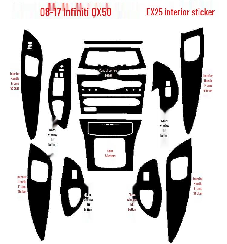 Infiniti QX50 EX25 Carbon Fiber Gear Shift Console Decoration Wrap