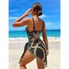 Underwire Women Sexy Swimsuit 2 Piece Swimwear Slim Monokini Chains Print Push Up Bikini Black Blue Green Beachwear Light Luxury