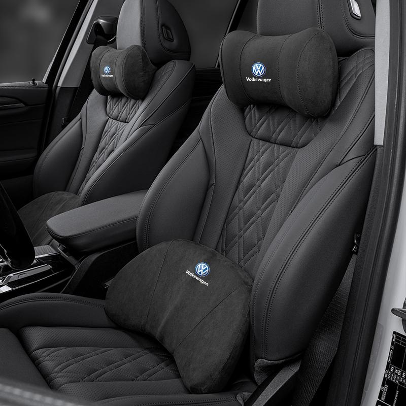 Car Seat Safety Headrest Pad Auto Emblem Neck Pillow For VW Golf Polo Tiguan Touran Jetta Passat CC T5 GTI Arteon T-Cross Beetle zh2