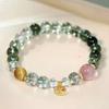 Natural Strawberry Crystal Tiger's Eye Stone Green Ghost Crystal Beaded Bracelet Light Luxury Niche Temperament Versatile High-end Jewelry