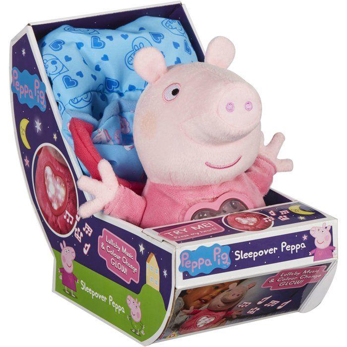 Peluche sleepover avec lumière et berceuse - BANDAI - Peppa Pig - Jouet doux et câlin avec sac de couchage