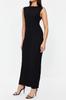 Women's Style Dress Black Textured Fabric Fitted Moon Sleeve Knitted Stretchy Midi Pencil Dress
