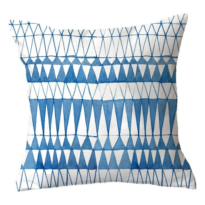 New Outdoor Blue Geometric Plush Pillow Cover Home Fabric Sofa Pillow Cushion Cover Design