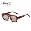 STORY Модные Плоские Сверху Большие Квадратные Солнцезащитные Очки Женские Мужские Новый Дизайнер Трендовые Леопардовые Синие Линзы Оверсайз Солнцезащитные Очки S3917