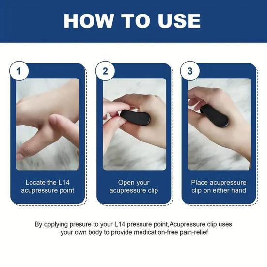 2 шт. зажим для акупрессуры, зажим для снятия мигрени, портативный зажим для снятия напряжения при головной боли для мужчин и женщин, зажим для массажа рук