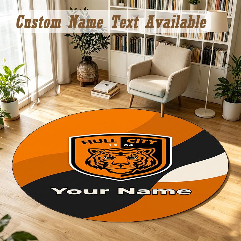 Round Rug Custom NameHull City Pattern Non Slip Carpet Home Floor Decor