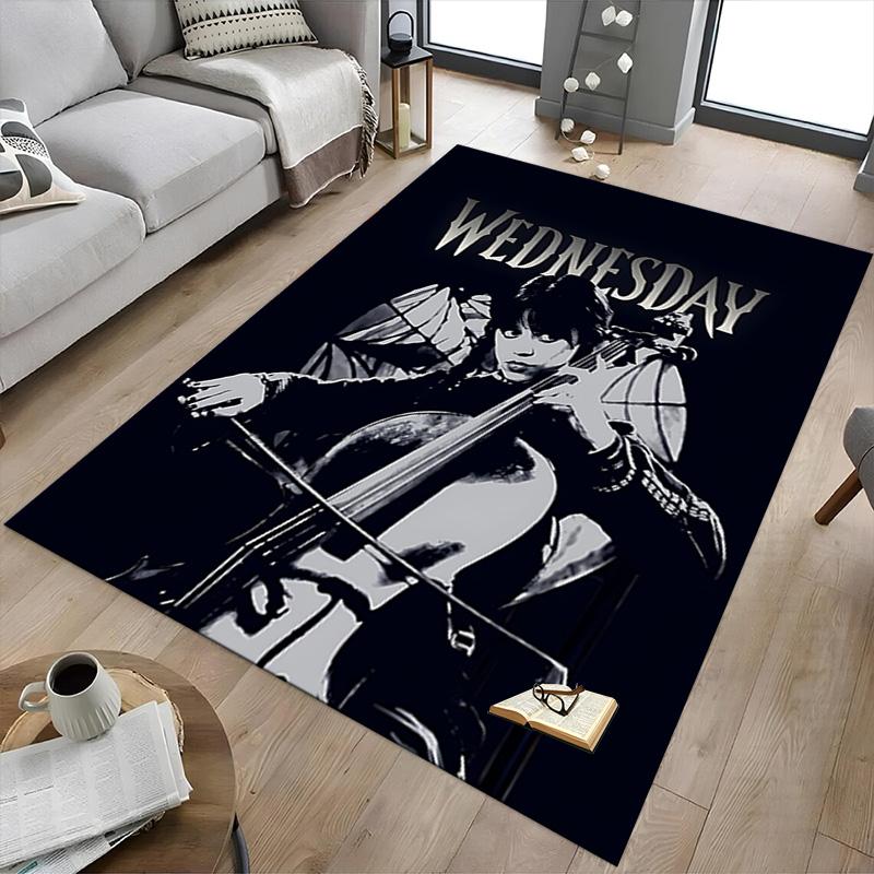 Wednesday'S Musical Journey Carpet For Playroom Bedroom Living Room Sofa Home Decorkids Game Area Rug Nonslip Floor Mat