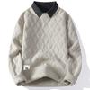 Men's Round Neck Sweater, Thickened and Warm Knitwear, Trendy Casual Versatile Loose Top for Men