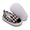 Холщовые кроссовки для маленьких мальчиков и девочек, мягкая нескользящая повседневная обувь в клетку, обувь без шнуровки для новорожденных, детская обувь для первых ходунков, От 0 до 18 месяцев