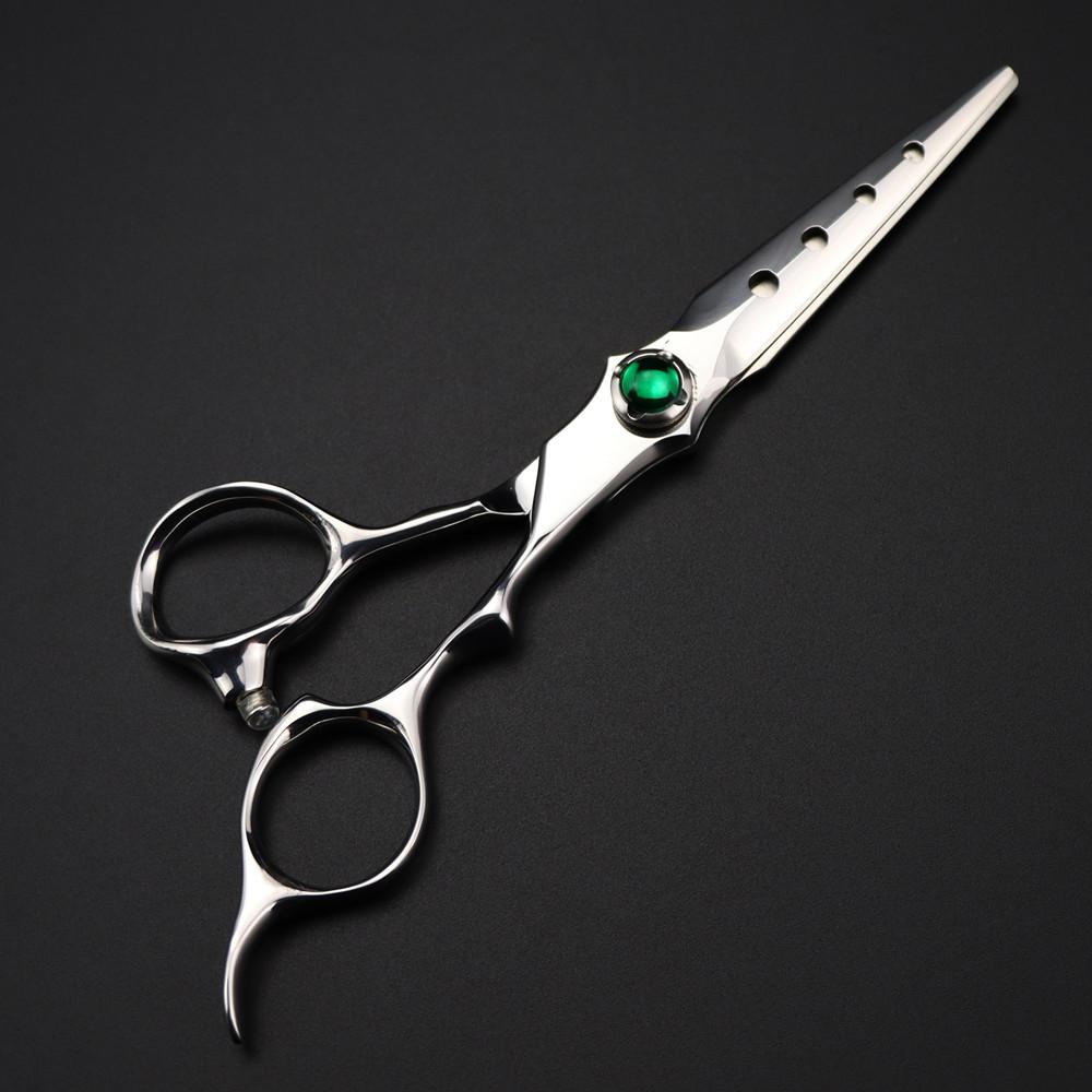 Professional 440C Steel 6 '' Scissor Green Gem Hair Scissors Haircut Thinning Barber Cutting Shears Hairdressing Scissors