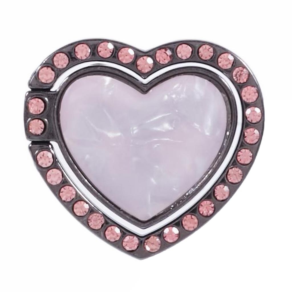 Heart Shaped Phone Kickstand Rhinestone Decor Metal Phone Finger Ring Grip