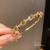 18K Gold Plated Zircon Letter Buckle Bracelet, Luxury Vintage Women's Bangle