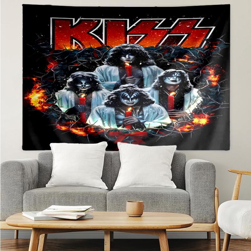 Kiss band Tapestry for Bedroom Aesthetic Classroom Tapestries Wall Hanging for Living Room Dorm Office,Ideal Creative Gift