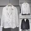 Men Shirt Long Sleeve Solid Color Fuzzy Tassel Button-down Cardigan Mid Length