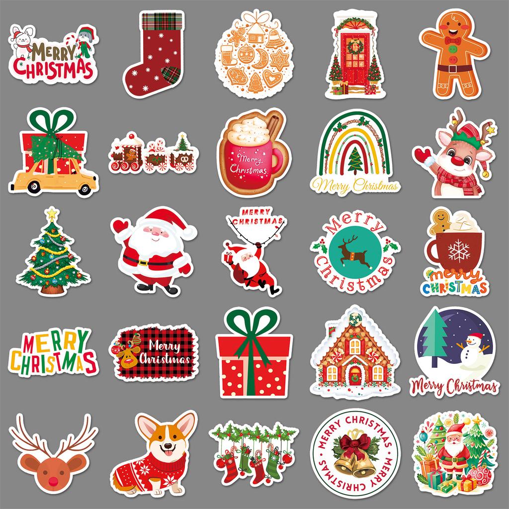 50 Рождественских дудл-стикеров Персонализированные Мультяшные Милые Праздничные Украшения Чехол для Мобильного Телефона Водяная Кружка Креативные Стикеры