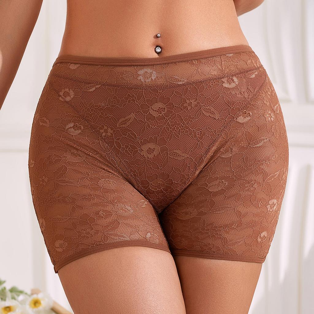 Plus Size Women Safety Pants Lace Breathable Underwear Women Boxer Briefs Sexy Hollow Women Boxer Briefs Cotton Solid Color Safety Bottoms