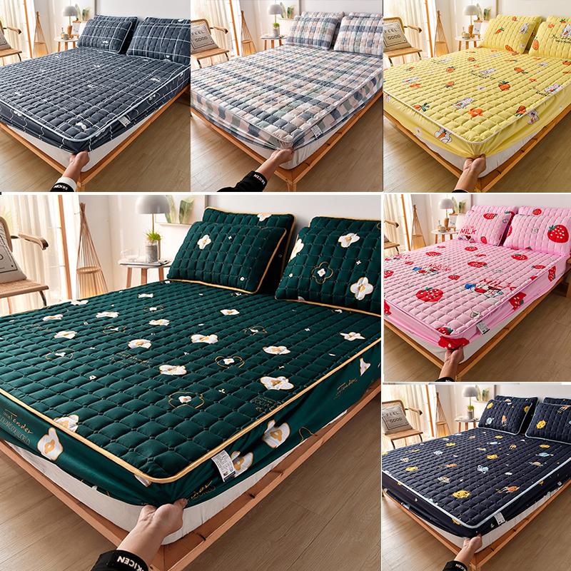 1PC Quilted Cotton Bed Sheet, Urine Resistant Waterproof Bed Cover, Soft Bedding,Non Slip Thick Mattress Cover, Dust-proof Protective Cover