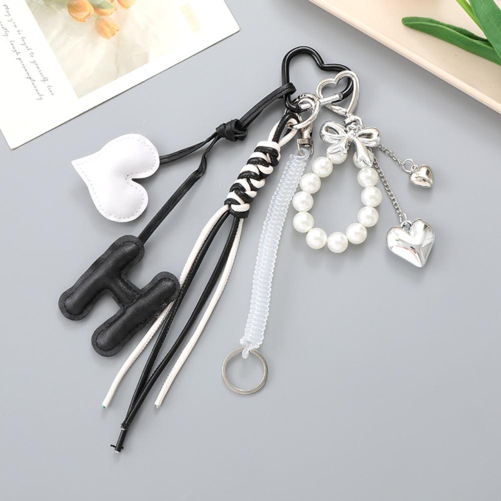Keychain Heart Pendant Key Ring Korean Style Y2k Bag Pendant Sweet Braided Rope Bag Charm Couple