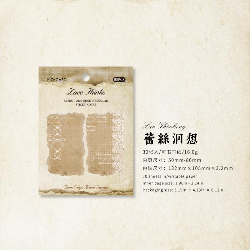 30pcs/lot Memo Pads Material Paper Tear off the edge imprint Junk Journal Scrapbooking paper Decoration stationery
