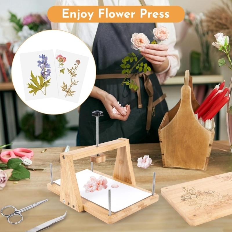 Sustainable Wooden Detachable Flower Press Set Efficients Plant Drying Board for Home Craft and School Activity