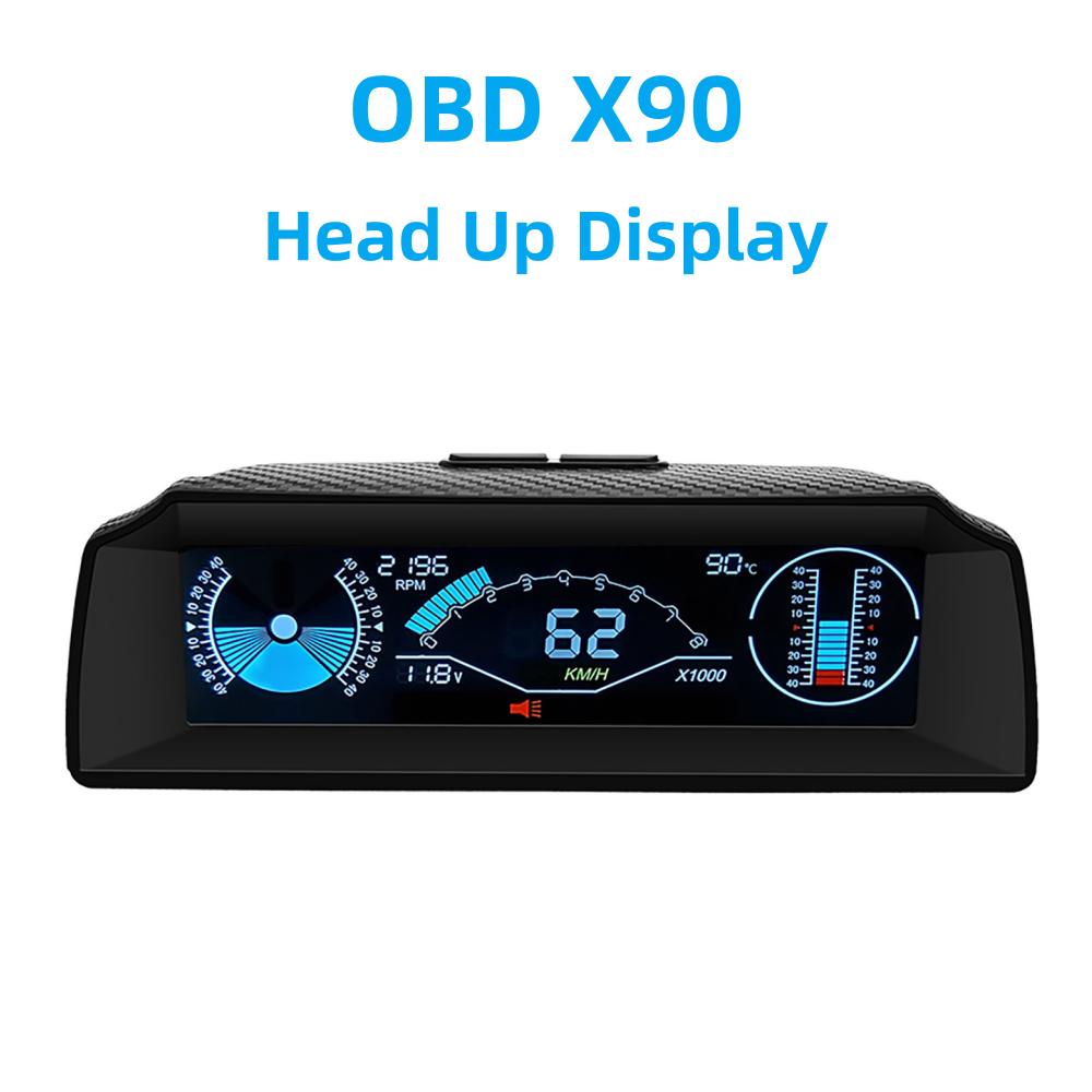 OBD X90 Проекционный дисплей на лобовое стекло Бортовой компьютер OBD2 Спидометр автомобиля OBD-датчик С дисплеем угла наклона и тангажа