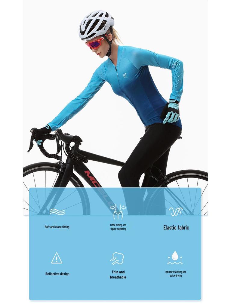 XINTOWN Women's Long Sleeve Plus Size Cycling Jersey - European & American Style, Printed Design