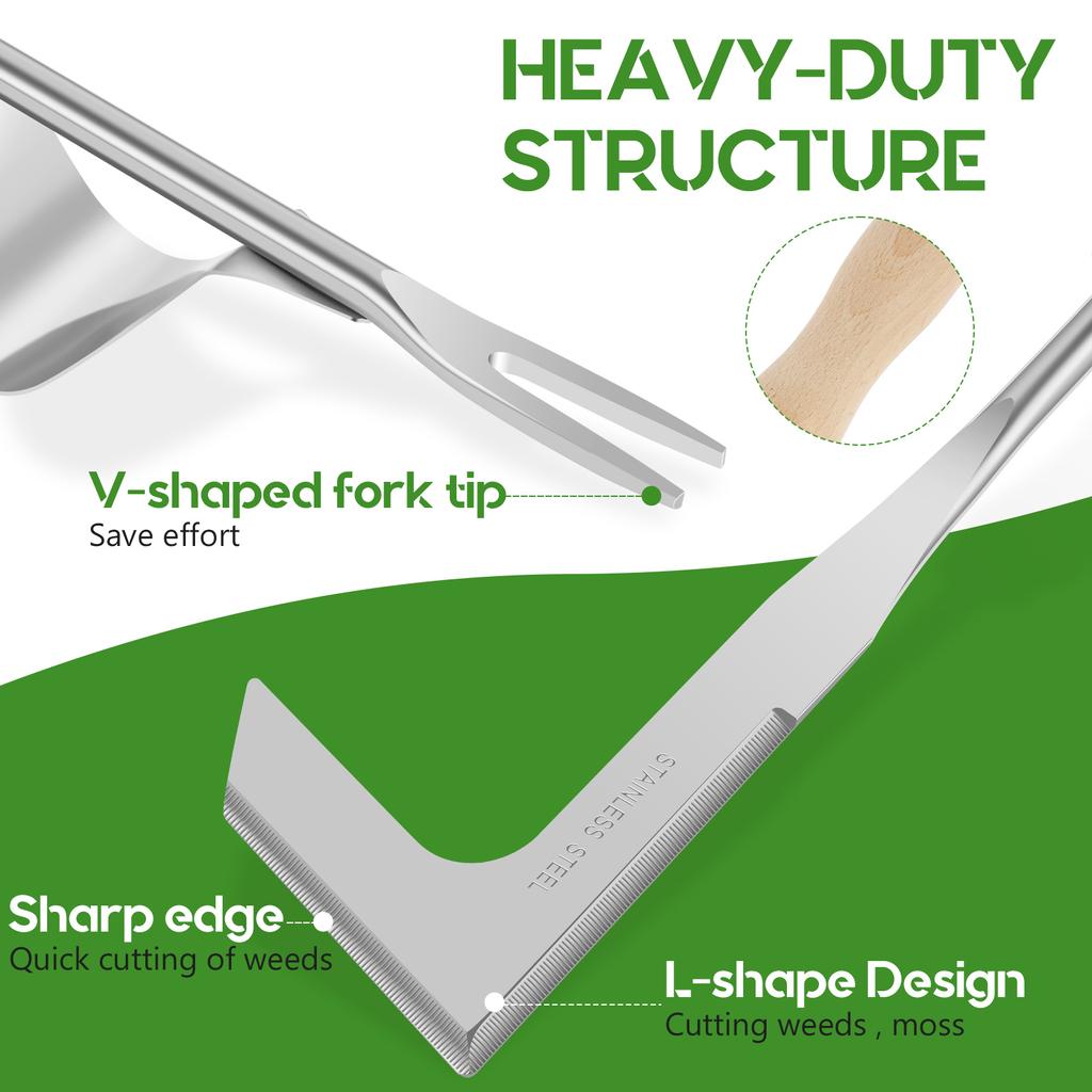 2шт садовый инструмент для прополки щелей, ручка из нержавеющей стали, ручная газонокосилка, L-образный серп для прополки газона на патио