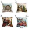 Flax Christmas Cushion Cover Luxury Xmas Throw Pillow Case Merry Christmas Pillow Cover  Bed