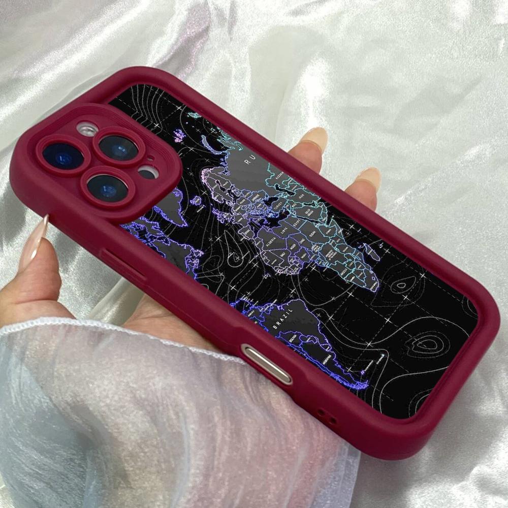 JT10 Эстетичный Мир Карта Телефон для для iPhone 17 16 Pro Max Samsung S26 S25 Ultra A17 A26 A07 Xiaomi 15T Redmi Note 14 Pro Plus Мягкий ТПУ Чехол Обложка