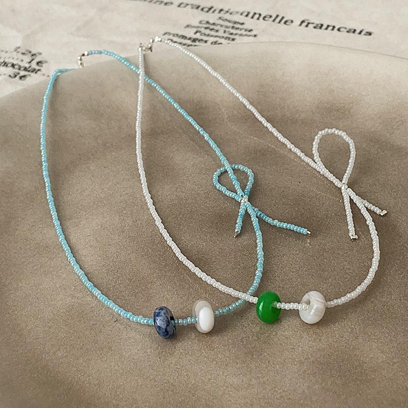 Дизайнерское ожерелье с пончиком и бусинами из миллета, женская свежая мода, темперамент, элегантная универсальная цепочка на шею, цепочка на ключицу