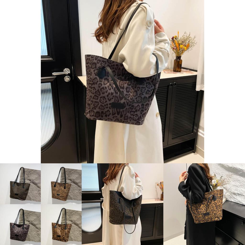 Стильная вместительная сумка-тоут для женщин с шикарным леопардовым принтом для осени и зимы