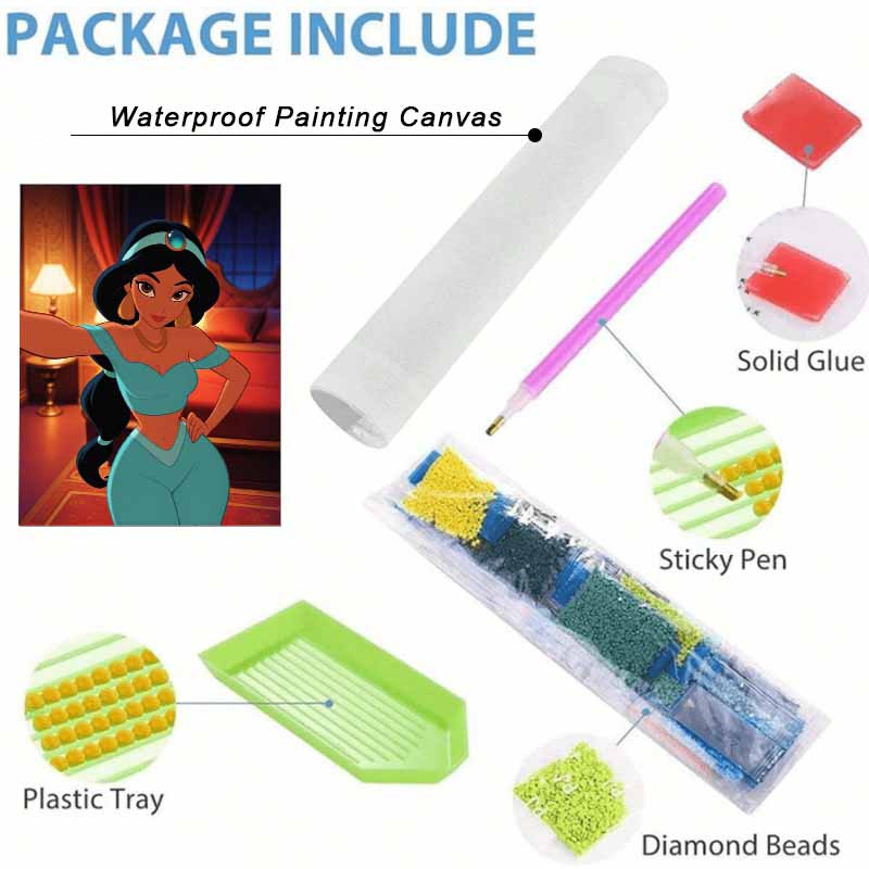 Disney Набор для алмазной мозаики Жасмин 5D DIY, подходит для начинающих и любителей рукоделия, украшение интерьера