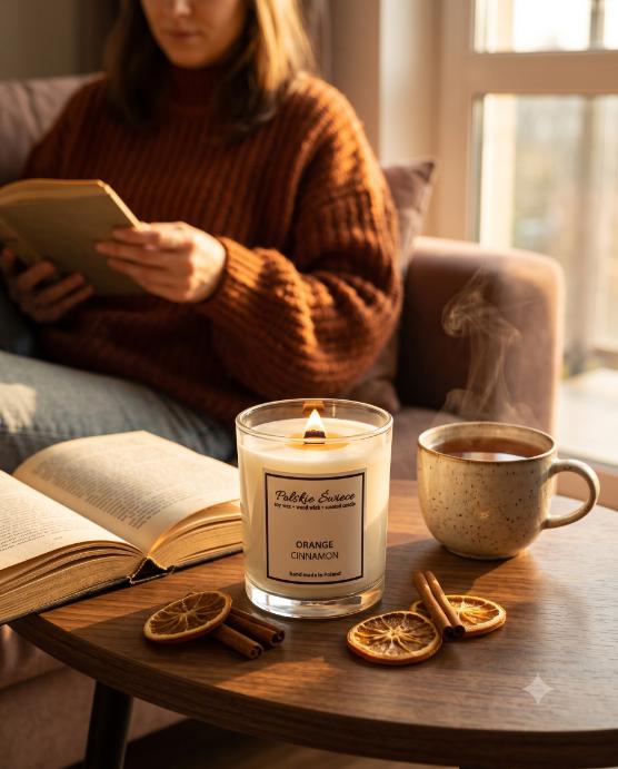 soy candle with a wooden wick + ORANGE CINNAMON
